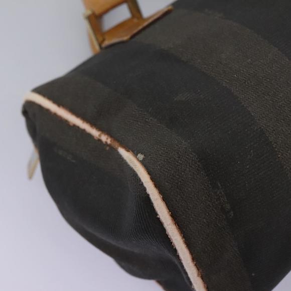 FENDI Pecan Canvas Hand Bag 2way Brown Black gold Auth th5780 - Picture 14 of 16